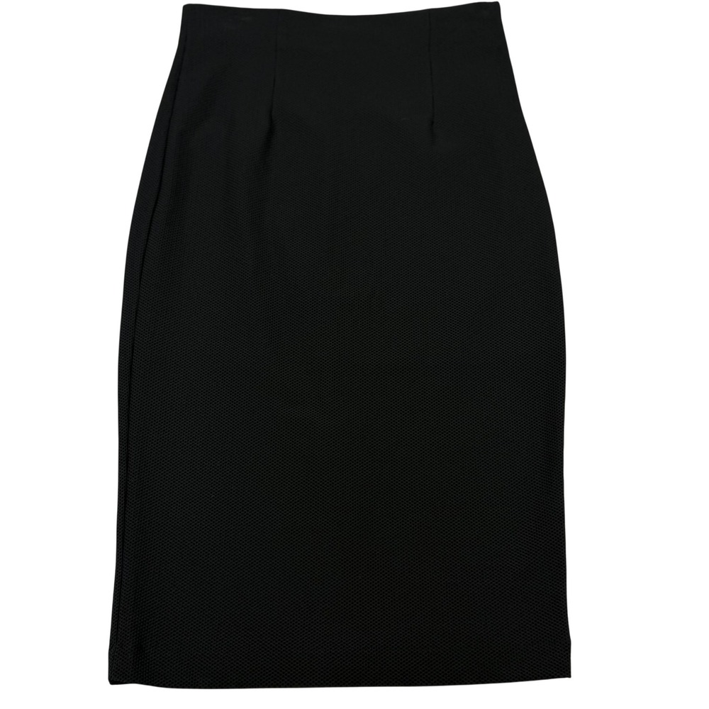 Philosophy Midi Skirt Size 8 Black Textured Pencil Back Slit Side Zip Minimalist